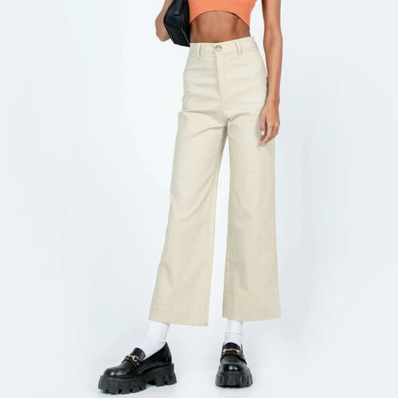 Princess Polly High Waisted Wide Leg Carter Pants Beige Size 2 - Picture 10 of 10